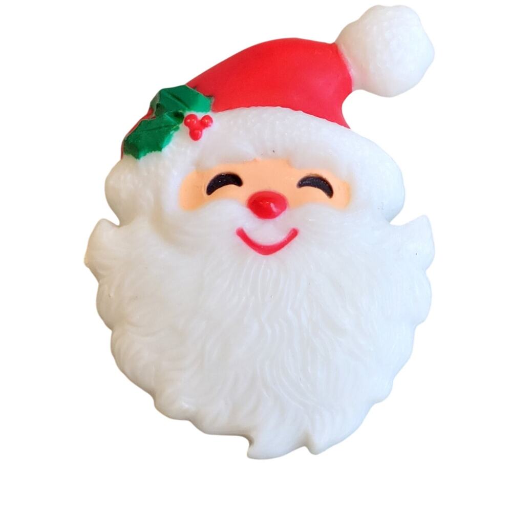 Vintage Santa Claus Pin Brooch Holly Hat Christmas 1.96"x1.44"  1975 Hallmark